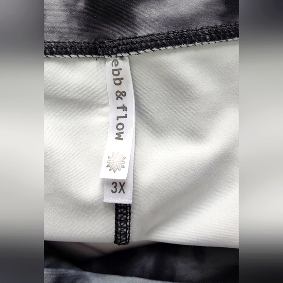 Ebb & Flow Tie Dye Bike Shorts, Black/Gray, Size 3X - Picture 5 of 6